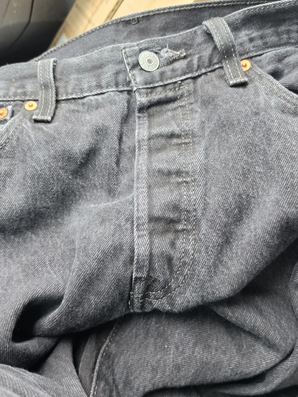 Levi's Men's Straight Jeans in Washed Black with Leather Patch